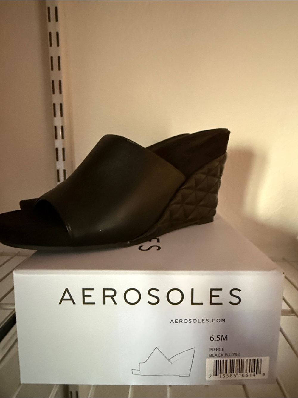 AEROSOLES Black Quilted Wedge Slide